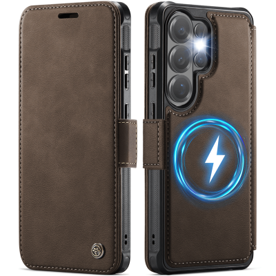 „CaseMe“ MagSafe Leather klapiga ümbris - pruun (Galaxy S26 Ultra)