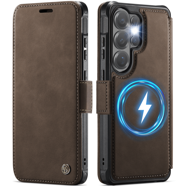 „CaseMe“ MagSafe Leather klapiga ümbris - pruun (Galaxy S26 Ultra)