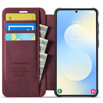 „CaseMe“ MagSafe Leather klapiga ümbris - burgundia (Galaxy S26+)