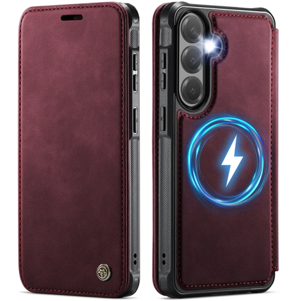 „CaseMe“ MagSafe Leather klapiga ümbris - burgundia (Galaxy S26+)