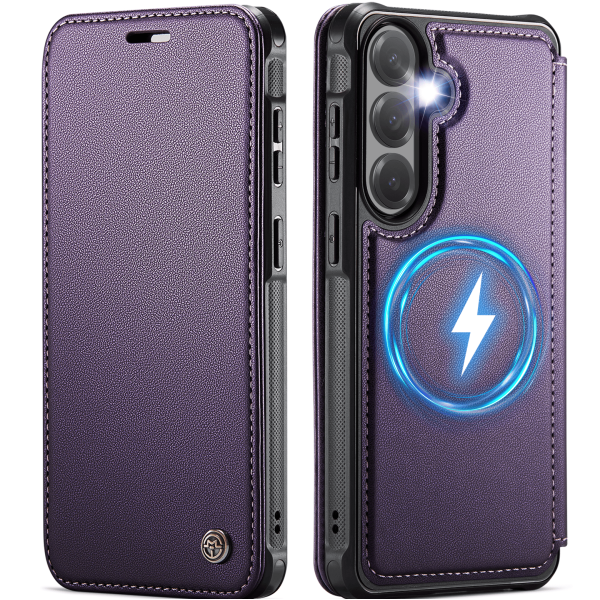 „CaseMe“ MagSafe Leather klapiga ümbris - lilla (Galaxy S26+)