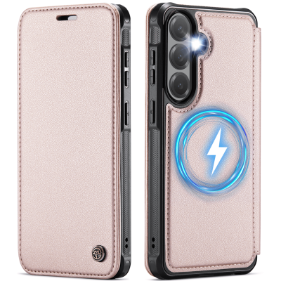 „CaseMe“ MagSafe Leather klapiga ümbris - roosa (Galaxy S26+)