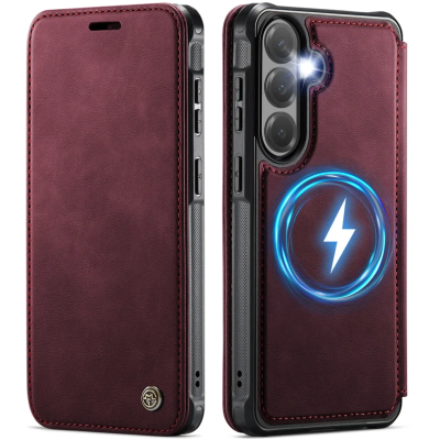 „CaseMe“ MagSafe Leather klapiga ümbris - burgundia (Galaxy A57)