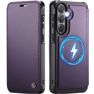 „CaseMe“ MagSafe Leather klapiga ümbris - lilla (Galaxy A57)