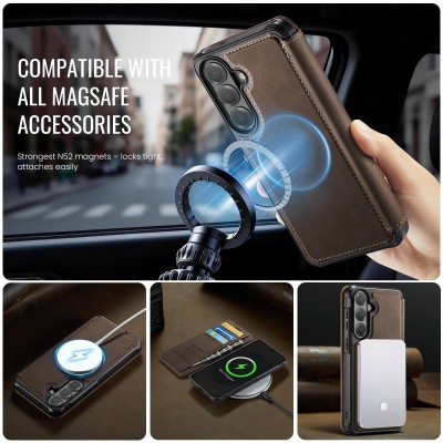„CaseMe“ MagSafe Leather klapiga ümbris - pruun (Galaxy A57)