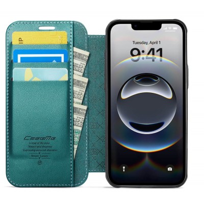 „CaseMe“ MagSafe Leather klapiga ümbris - roheline (iPhone 17e / 16e)