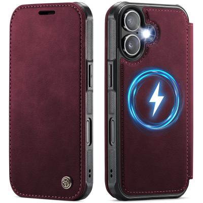„CaseMe“ MagSafe Leather klapiga ümbris - burgundia (iPhone 17)