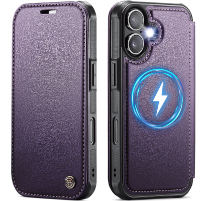 „CaseMe“ MagSafe Leather klapiga ümbris - lilla (iPhone 17)