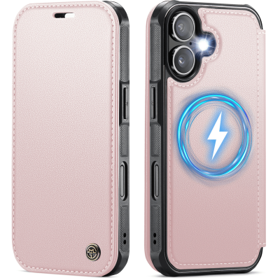 „CaseMe“ MagSafe Leather klapiga ümbris - roosa (iPhone 17)