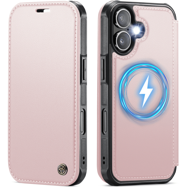 „CaseMe“ MagSafe Leather klapiga ümbris - roosa (iPhone 17)