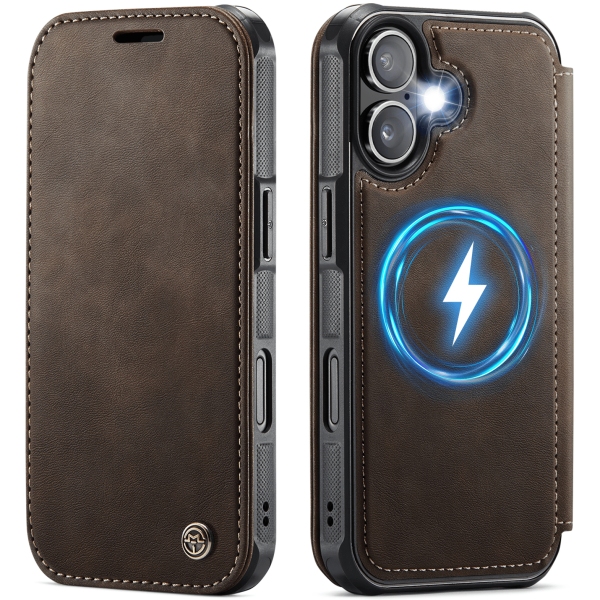 „CaseMe“ MagSafe Leather klapiga ümbris - pruun (iPhone 17)
