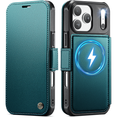 „CaseMe“ MagSafe Leather klapiga ümbris - roheline (iPhone 17 Pro)