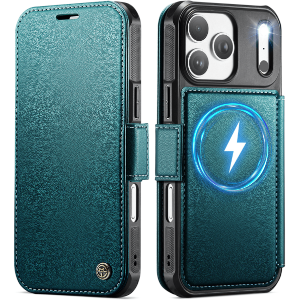 „CaseMe“ MagSafe Leather klapiga ümbris - roheline (iPhone 17 Pro)