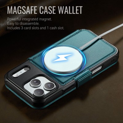 „CaseMe“ MagSafe Leather klapiga ümbris - roheline (iPhone 17 Pro)