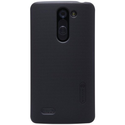 LG L Bello (D331, D335) Nillkin Frosted Shield juodas plastikinis dėklas + apsauginė ekrano plėvelė / Priedai.lt