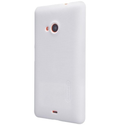 Microsoft Lumia 535 Nillkin Frosted Shield baltas plastikinis dėklas + apsauginė ekrano plėvelė / Priedai.lt
