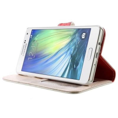 Samsung Galaxy A5 atverčiamas baltas odinis Litchi dėklas - piniginė / Priedai.lt