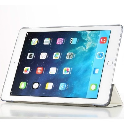 Apple iPad Air 2 plonas atverčiamas „Rock“ Uni baltas odinis dėklas / Priedai.lt