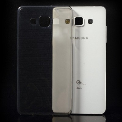 Samsung Galaxy A5 skaidrus (permatomas) kieto silikono TPU ploniausias pasaulyje pilkas dėklas / Priedai.lt