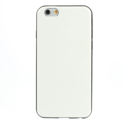 Apple iPhone 6 (6s) baltas kieto silikono TPU dėklas su odos imitacija - nugarėlė / Priedai.lt