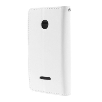 Microsoft Lumia 435 atverčiamas baltas odinis dėklas - piniginė / Priedai.lt