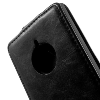 Nokia Lumia 830 klasikinis vertikaliai (į apačią) atverčiamas juodas odinis dėklas / Priedai.lt