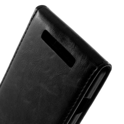 Nokia Lumia 830 klasikinis vertikaliai (į apačią) atverčiamas juodas odinis dėklas / Priedai.lt