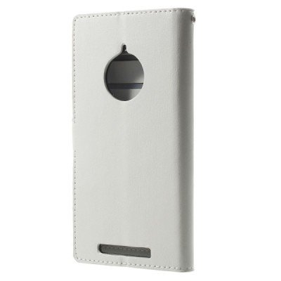 Nokia Lumia 830 atverčiamas baltas odinis dėklas - piniginė / Priedai.lt