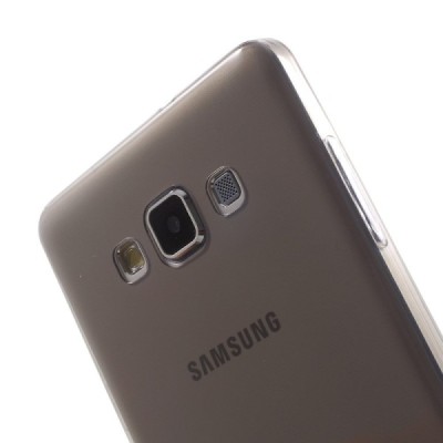Samsung Galaxy A7 skaidrus (permatomas) kieto silikono TPU ploniausias pasaulyje pilkas dėklas / Priedai.lt