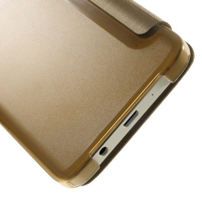 Samsung Galaxy A3 2015 (A300F) view window atverčiamas auksinis dėklas / Priedai.lt