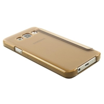 Samsung Galaxy A3 2015 (A300F) view window atverčiamas auksinis dėklas / Priedai.lt
