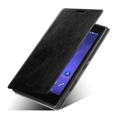 „Mofi“ Rui serijos Sony Xperia T3 juodas odinis atverčiamas dėklas / Priedai.lt