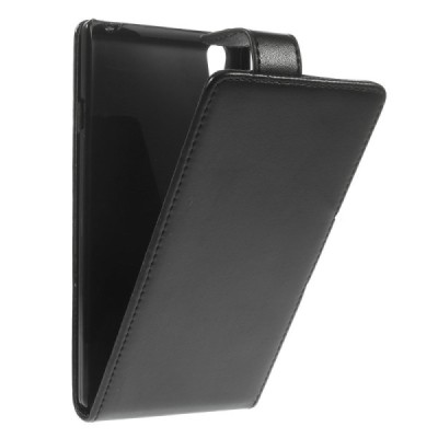 Sony Xperia T3 klasikinis vertikaliai atverčiamas juodas odinis dėklas / Priedai.lt