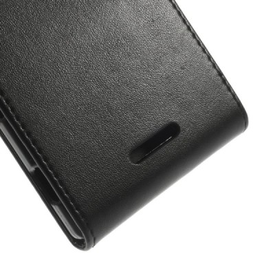 Sony Xperia T3 klasikinis vertikaliai atverčiamas juodas odinis dėklas / Priedai.lt