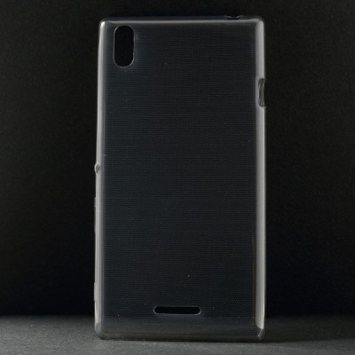 Sony Xperia T3 skaidrus (permatomas) kieto silikono TPU ploniausias pasaulyje pilkas dėklas / Priedai.lt