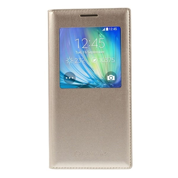 „Smart Window“ Pööratav Nahk kaaned - kuldne (Galaxy A5 2015)