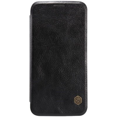 Prabangus „Nillkin“ Qin serijos juodas odinis atverčiamas Samsung Galaxy S6 (G920) dėklas / Priedai.lt
