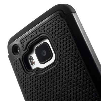 Sustiprintos apsaugos HTC One M9 juodas kieto silikono (TPU) ir plastiko dėklas / Priedai.lt
