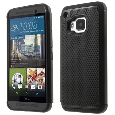 Sustiprintos apsaugos HTC One M9 juodas kieto silikono (TPU) ir plastiko dėklas / Priedai.lt