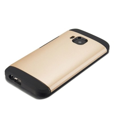 Sustiprintos apsaugos HTC One M9 auksinis kieto silikono (TPU) ir plastiko dėklas / Priedai.lt