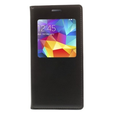 Samsung Galaxy S5 mini (G800) juodas odinis atverčiamas „Smart Window“ dėklas su langeliu / Priedai.lt