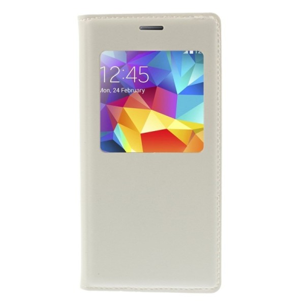 „Smart Window“ Pööratav Nahk kaaned - valge (Galaxy S5 mini)