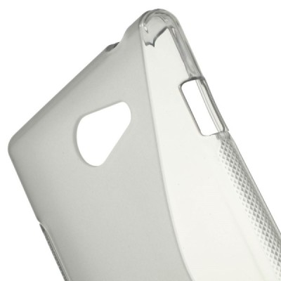 Sony Xperia M2 Aqua pilkas kieto silikono TPU skaidrus (permatomas) dėklas - nugarėlė / Priedai.lt