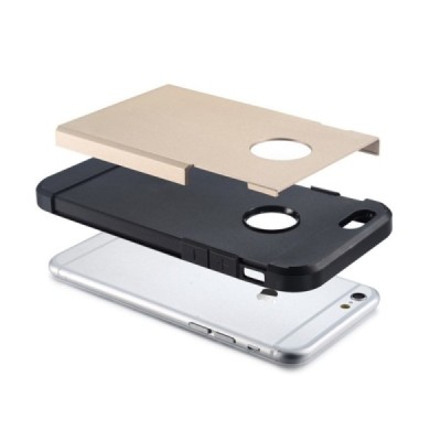 Sustiprintos apsaugos Apple iPhone 6 (6s) auksinis kieto silikono (TPU) ir plastiko dėklas / Priedai.lt