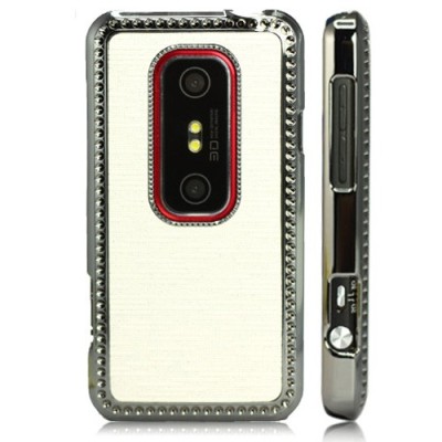 Blizgus HTC Evo 3D baltas dėklas / Priedai.lt