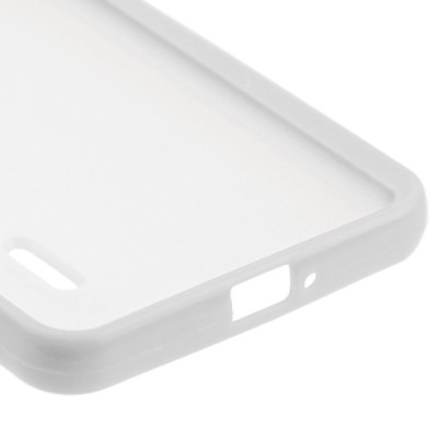 Skaidrus/baltas su kieto silikono rėmu plastikinis Huawei Honor 6 dėklas (dėkliukas) / Priedai.lt