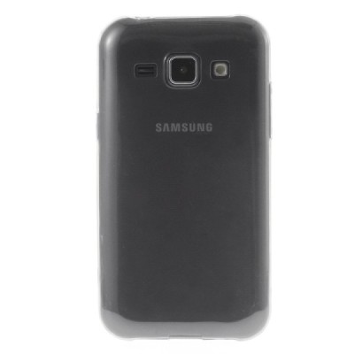 Samsung Galaxy J1 skaidrus (permatomas) kieto silikono TPU ploniausias pasaulyje pilkas dėklas / Priedai.lt