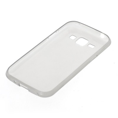 Samsung Galaxy J1 skaidrus (permatomas) kieto silikono TPU ploniausias pasaulyje pilkas dėklas / Priedai.lt