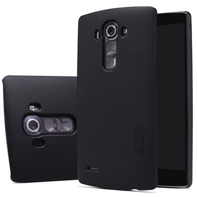LG G4 (H815) Nillkin Frosted Shield juodas plastikinis dėklas + apsauginė ekrano plėvelė / Priedai.lt