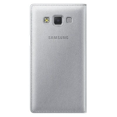 Samsung Galaxy A5 S View Cover atverčiamas sidabrinis odinis dėklas / Priedai.lt